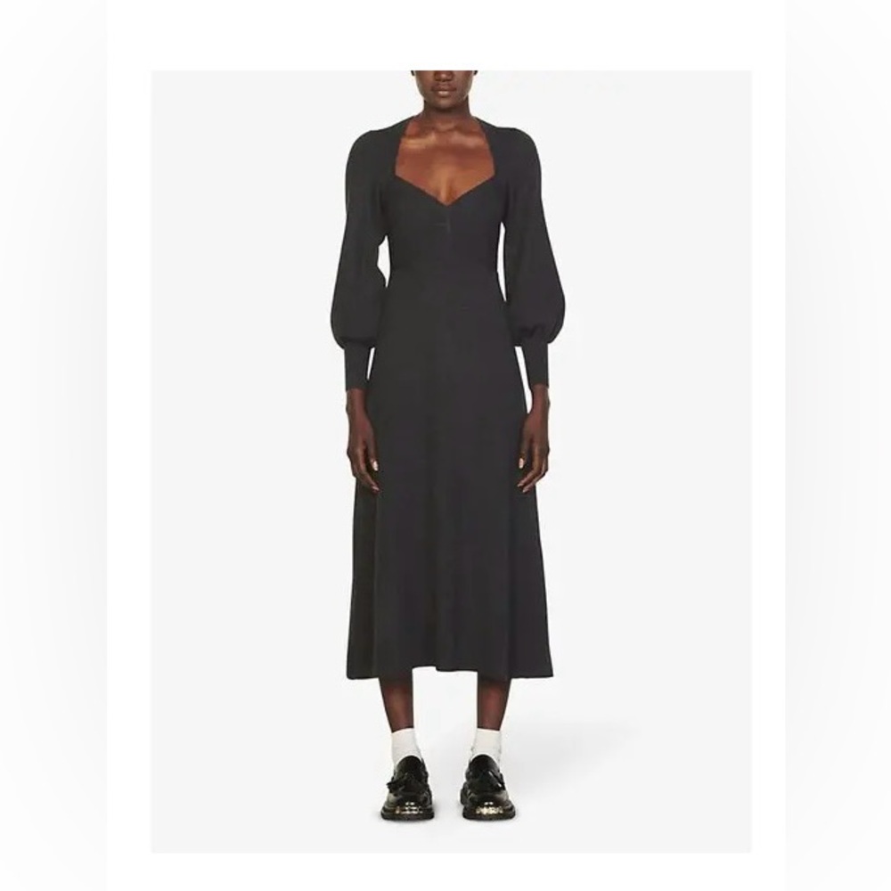 Grey Knit Sandro Henriette Long Sleeve Dress
